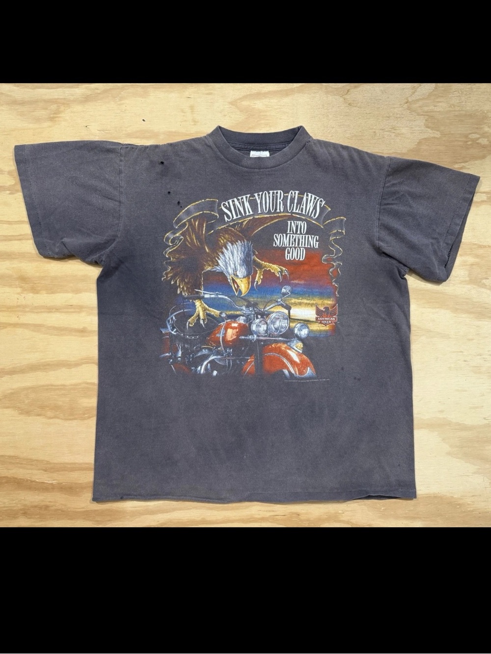 Vintage 90s Harley Davidson Sink Your Claws Eagle T-Shirt Single-Stitch L Faded